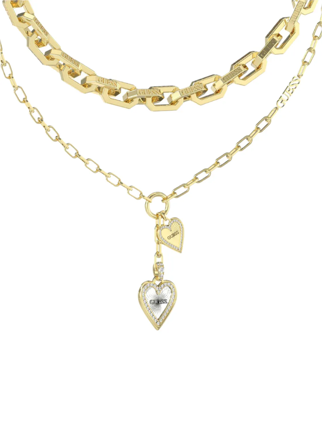 Gold Heart Pendant Dual Necklace
