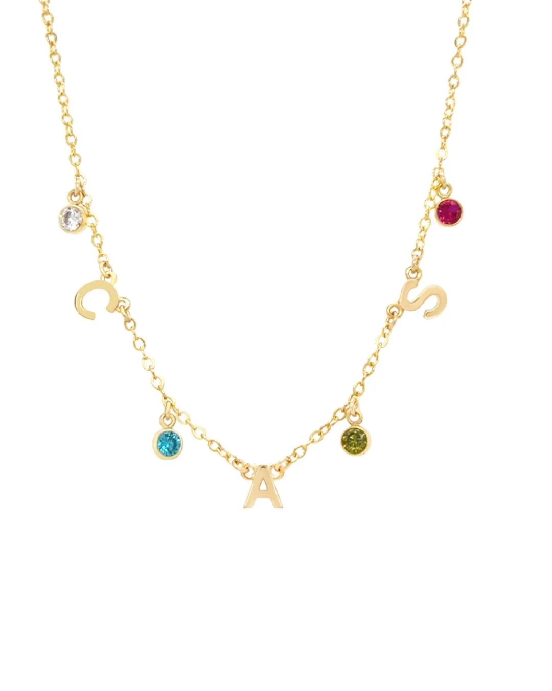 Gold Initial Birthstone Necklace