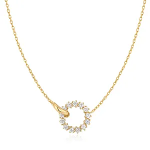 Gold Interlinked Circles Pavé Necklace