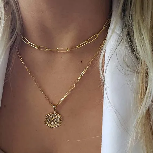 Gold Layering Initial Choker Necklaces for Women