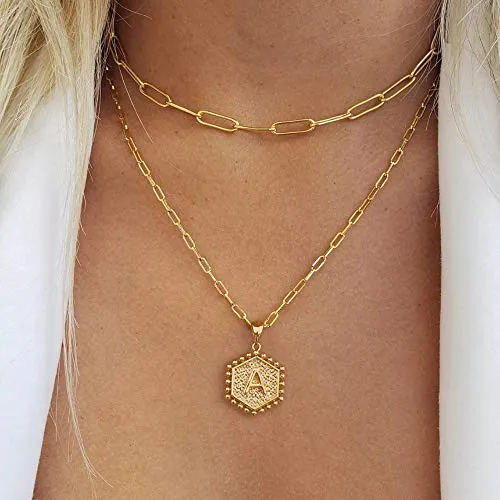 Gold Layering Initial Choker Necklaces for Women