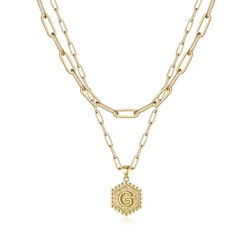 Gold Layering Initial Choker Necklaces for Women