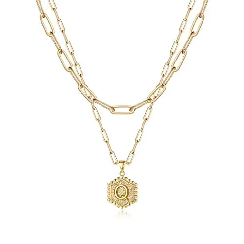 Gold Layering Initial Choker Necklaces for Women