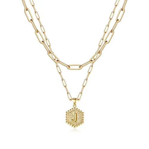 Gold Layering Initial Choker Necklaces for Women