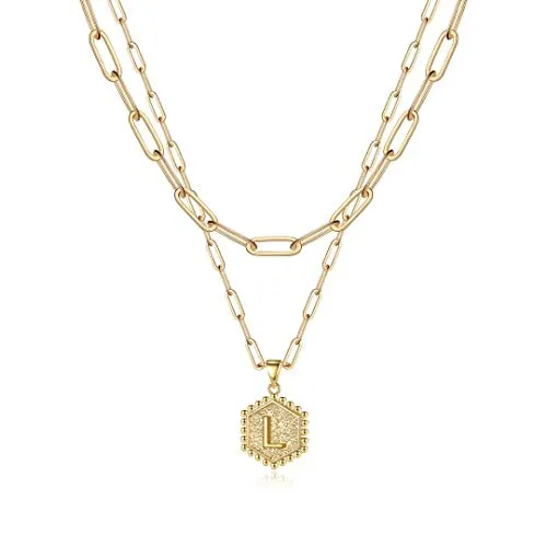 Gold Layering Initial Choker Necklaces for Women