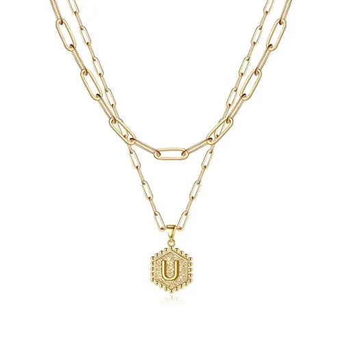 Gold Layering Initial Choker Necklaces for Women