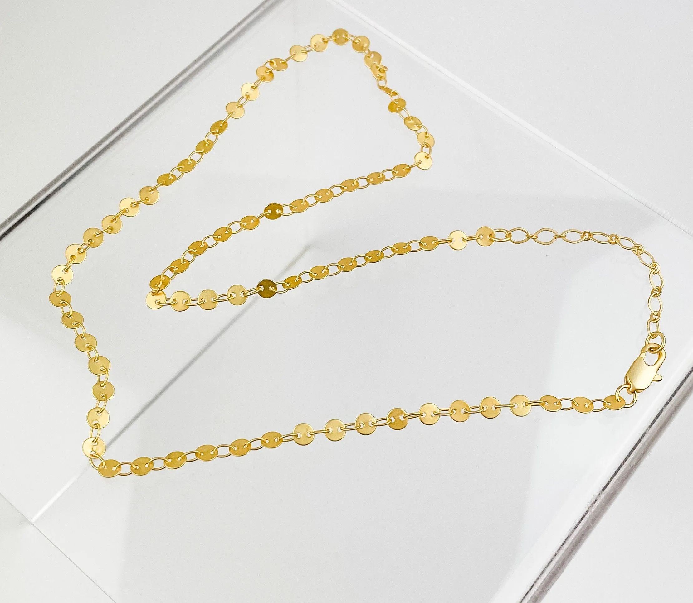 Gold Layering Necklaces | Nickel-Free Gold Plated Brass Chains | Paperclip Chain | Satellite Chain | Disc Chain
