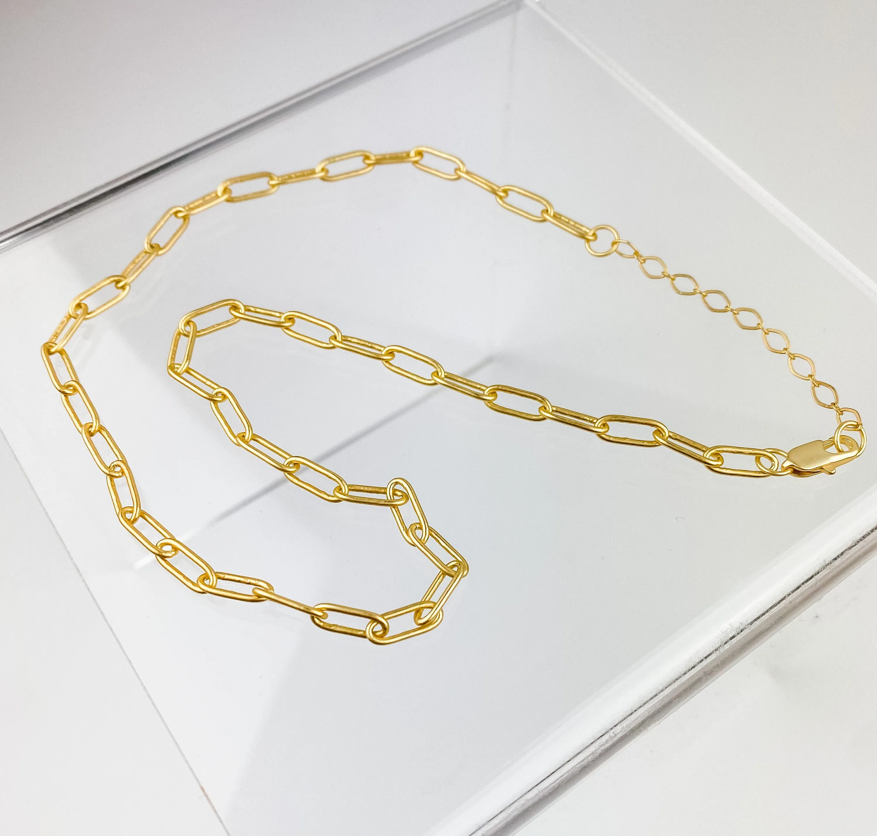 Gold Layering Necklaces | Nickel-Free Gold Plated Brass Chains | Paperclip Chain | Satellite Chain | Disc Chain