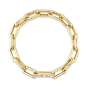 GOLD LINKS BRACELET WITH DIAMOND LINK