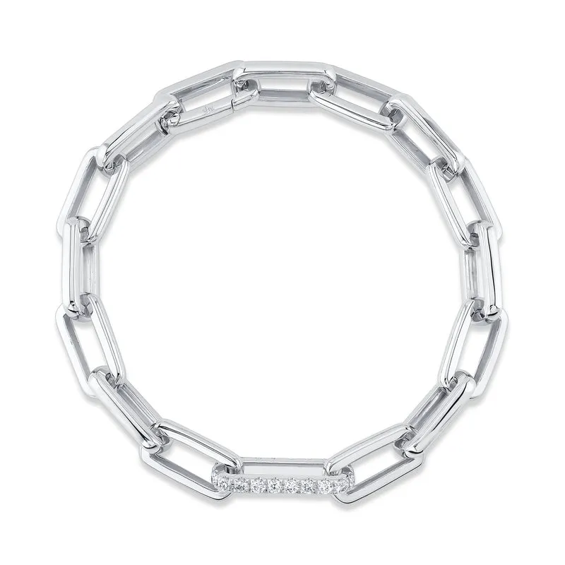 GOLD LINKS BRACELET WITH DIAMOND LINK
