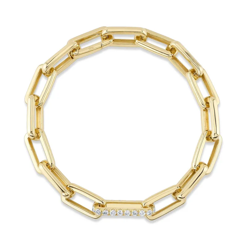 GOLD LINKS BRACELET WITH DIAMOND LINK