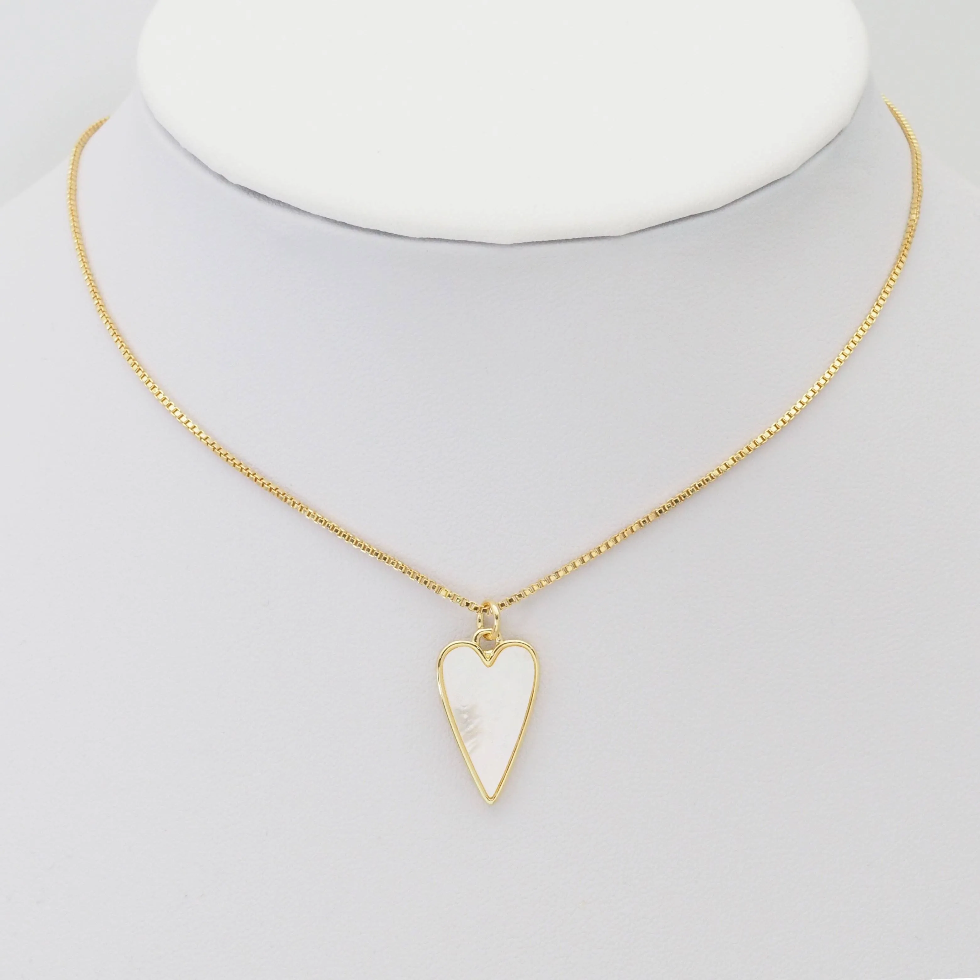 Gold Mother of Pearl Heart Charm, Sku#LK820