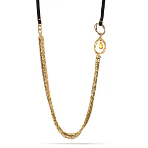 GOLD MULTI CHAIN LEATHER NECKLACES #SC30370 GLD/OX/TPZ (ED2)