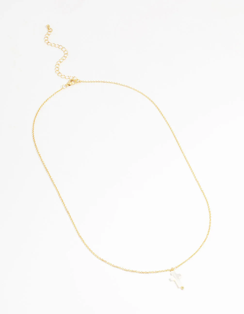 Gold Plated Mother Of Pearl Cross Pendant Necklace
