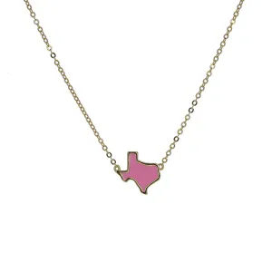 Gold Texas Enamel Necklace