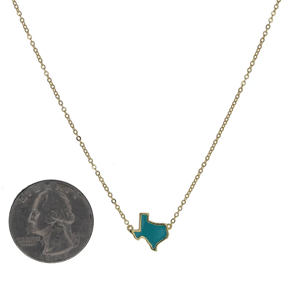 Gold Texas Enamel Necklace