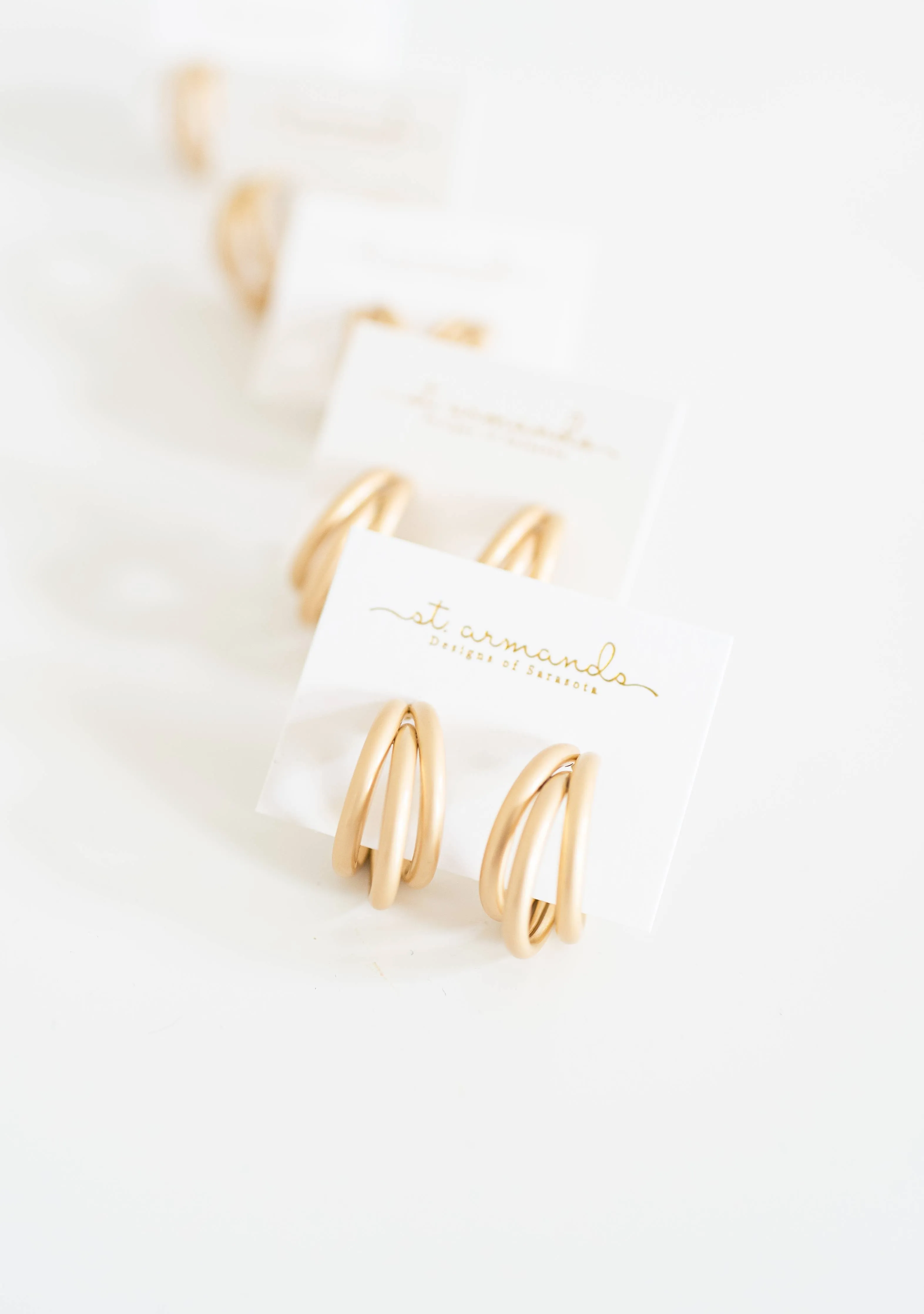 Gold Triple Statement Hoop Earrings