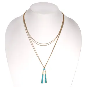 GOLD TURQUOISE LARIAT NECKLACE #SWKK-6652 (LG6)