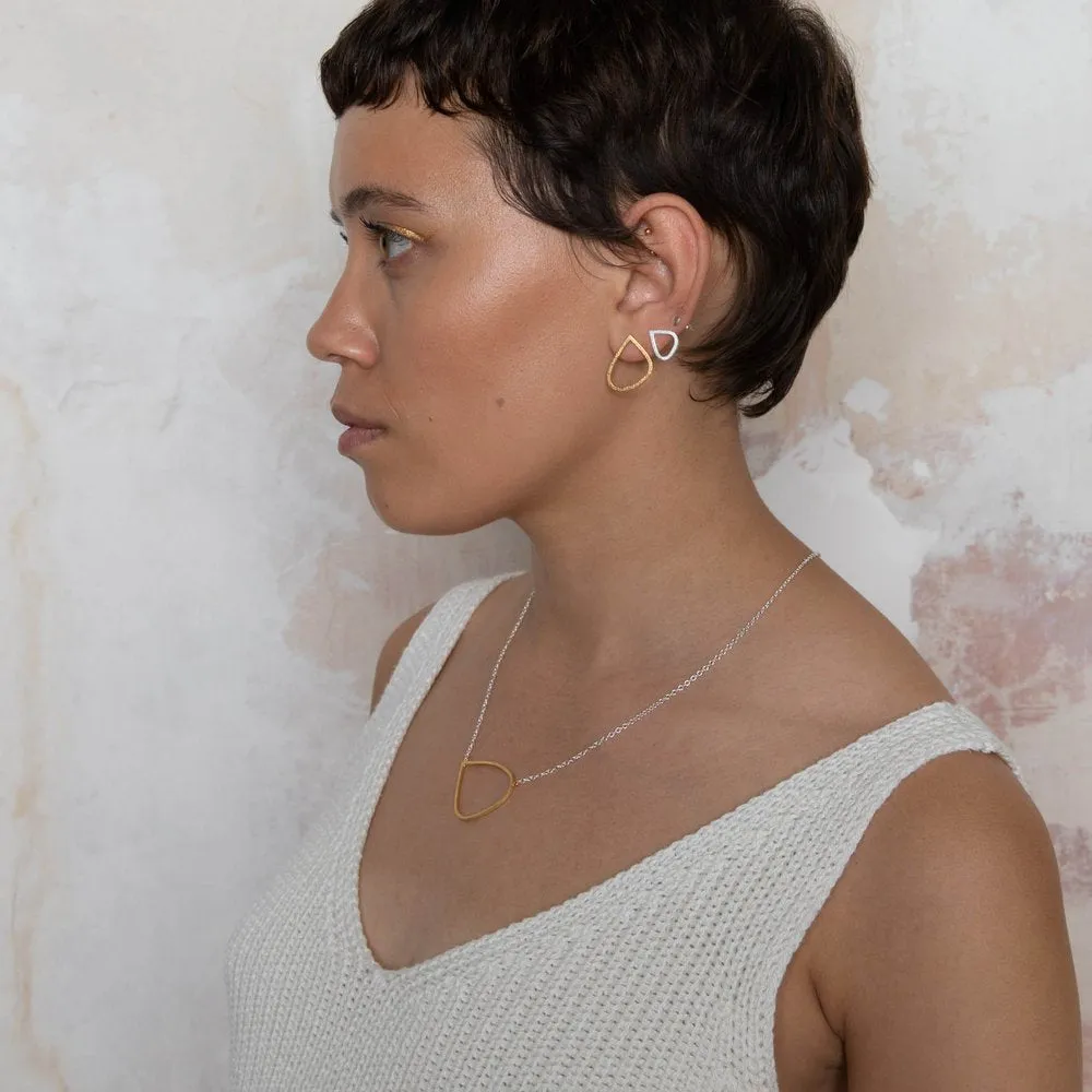 Gold Wing Pendant with Silver Chain