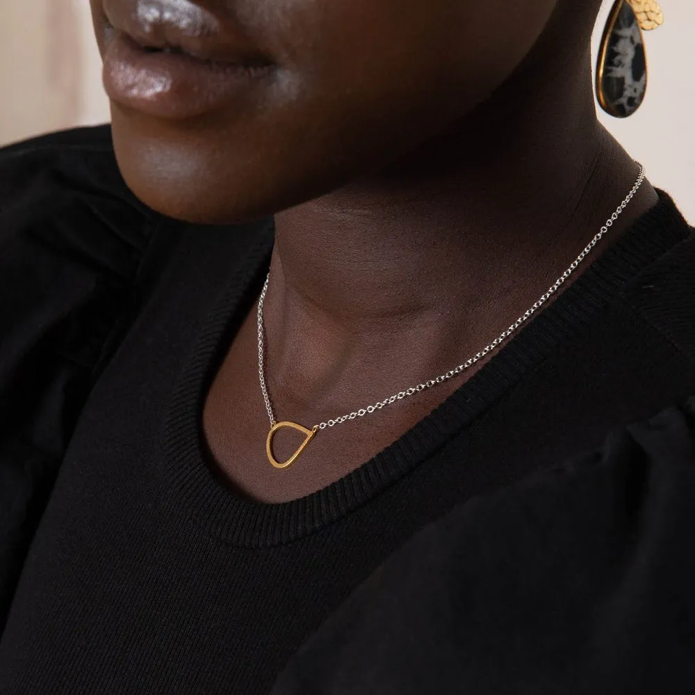 Gold Wing Pendant with Silver Chain