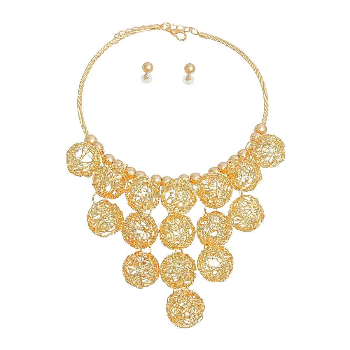 Gold Wire Ball Necklace