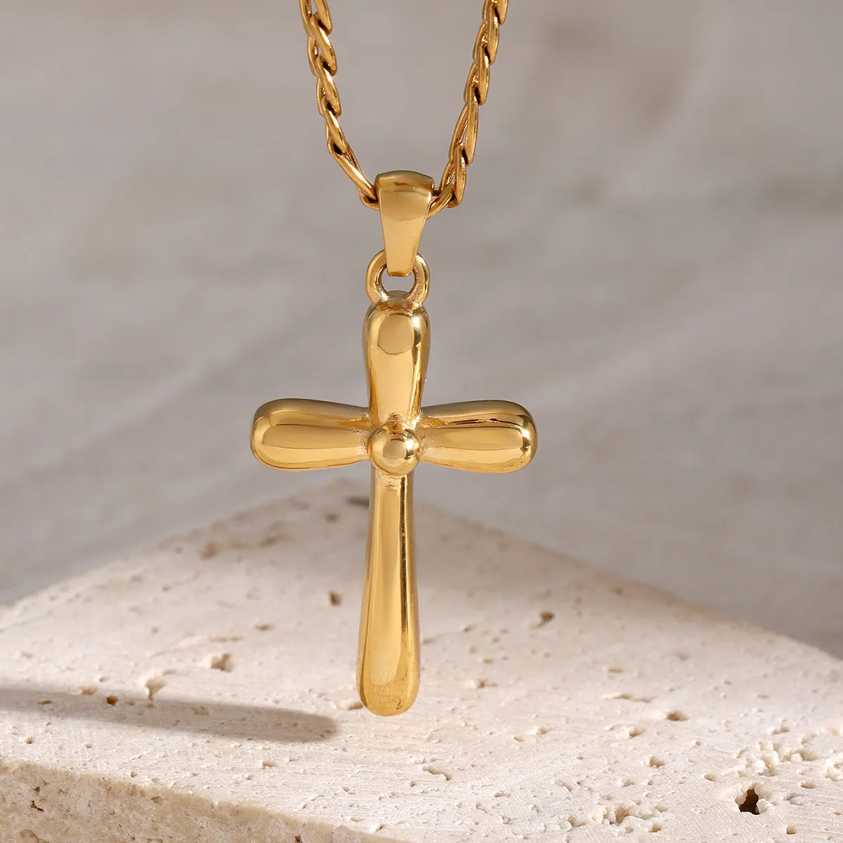 Golden Cross Figaro Chain Necklace