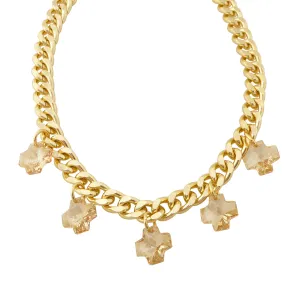 Golden crystal cross necklace