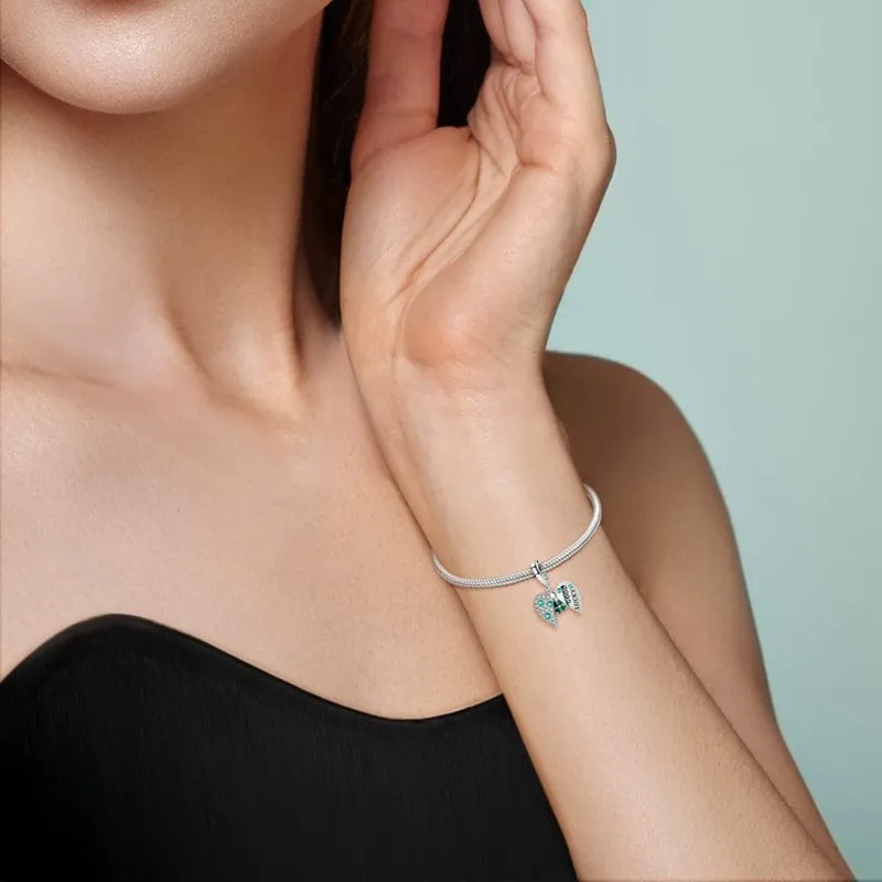 Good Luck Four-Leaf Clover Heart Charm
