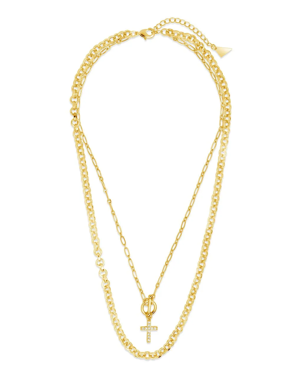 Grace CZ Cross & Layered Chain Necklace