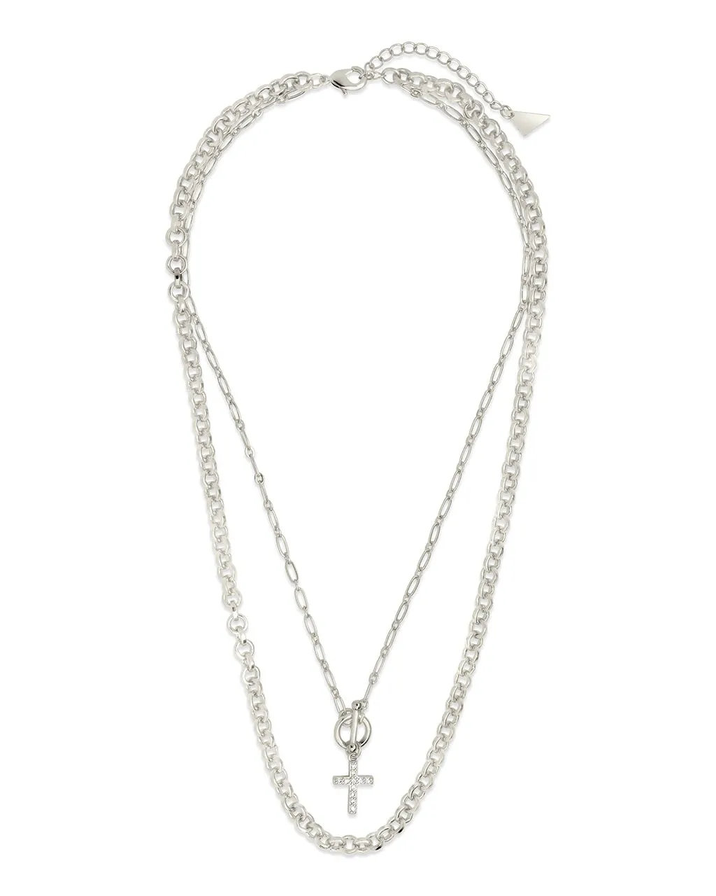 Grace CZ Cross & Layered Chain Necklace