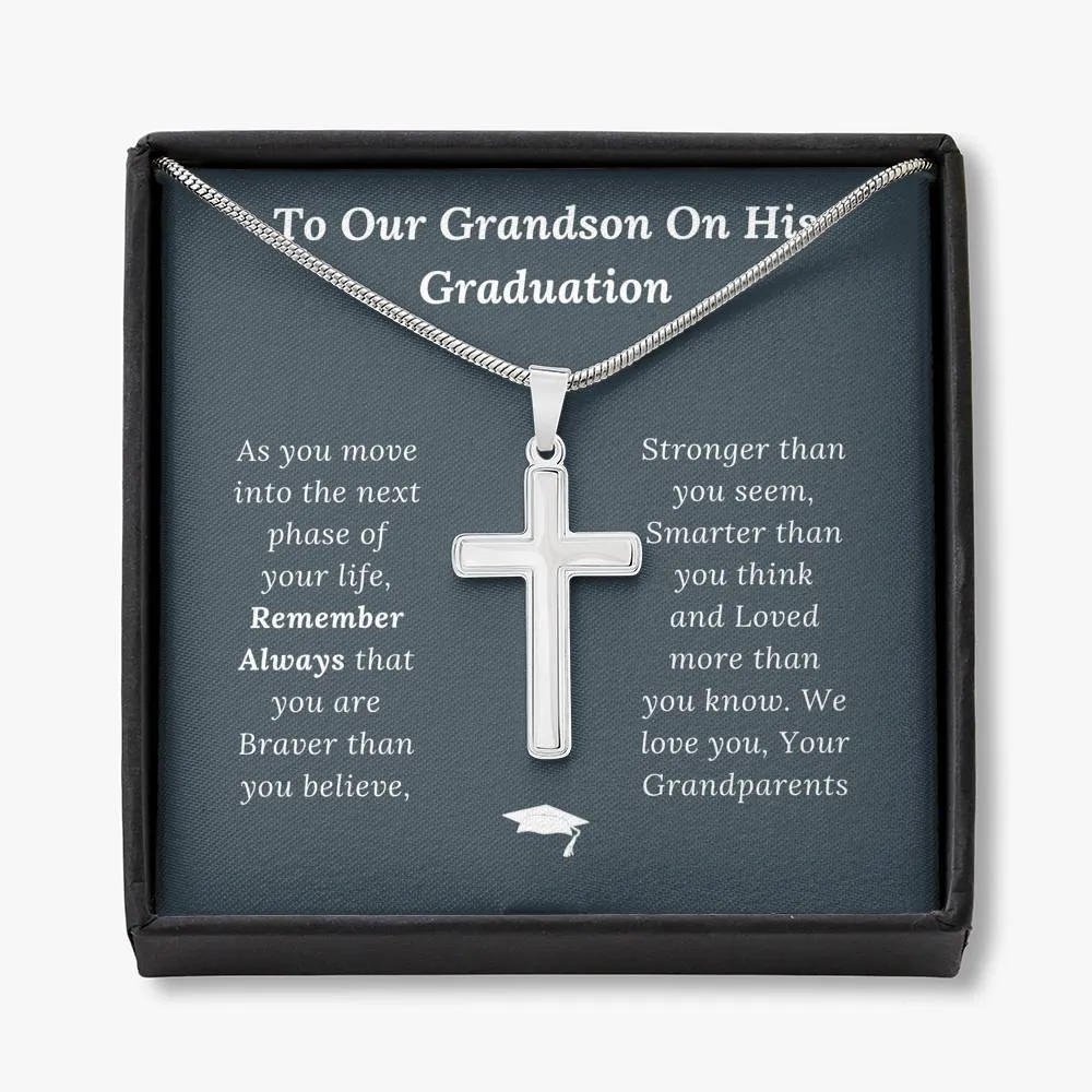 Graduation Gift for Grandson Love Grandparents - Artisan Crafted Cross Necklace