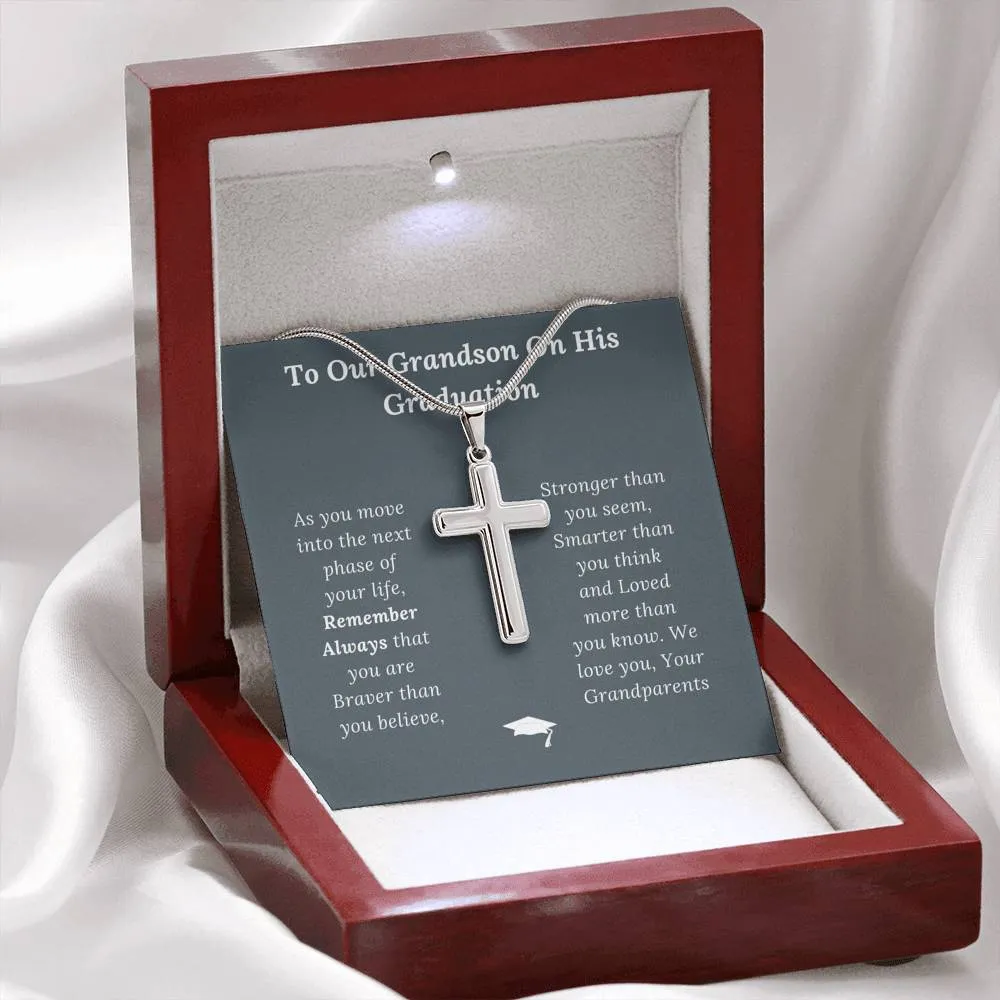 Graduation Gift for Grandson Love Grandparents - Artisan Crafted Cross Necklace