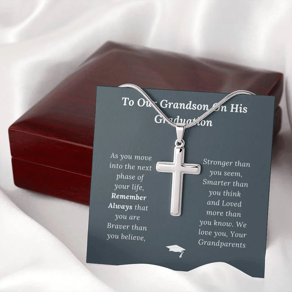 Graduation Gift for Grandson Love Grandparents - Artisan Crafted Cross Necklace