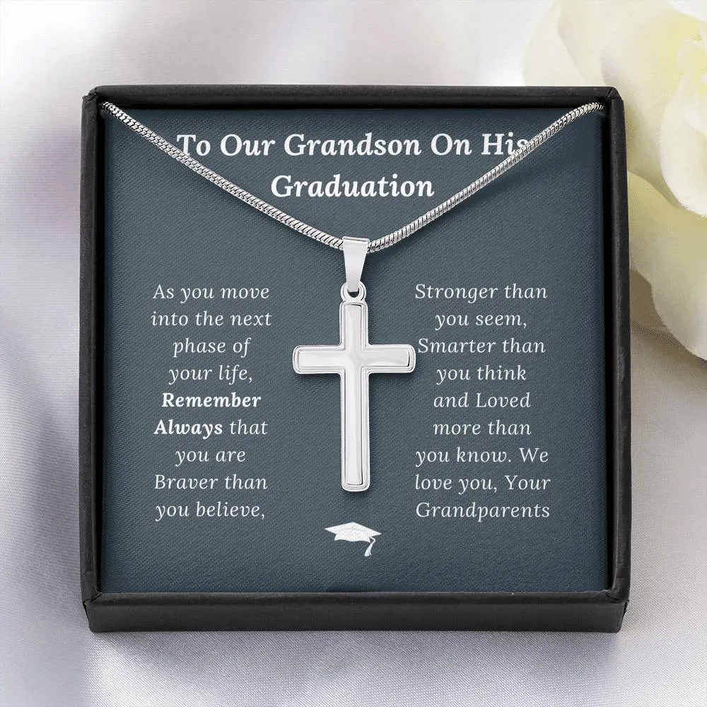 Graduation Gift for Grandson Love Grandparents - Artisan Crafted Cross Necklace