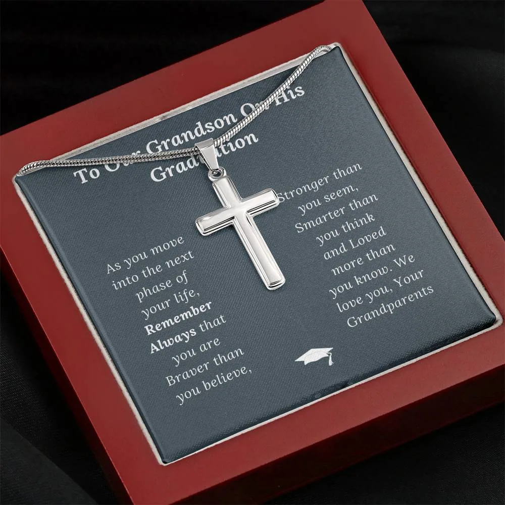 Graduation Gift for Grandson Love Grandparents - Artisan Crafted Cross Necklace