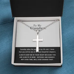 Grandson, Always in my heart-Cross Necklace