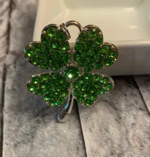 Green Shamrock Rhinestone Pendant