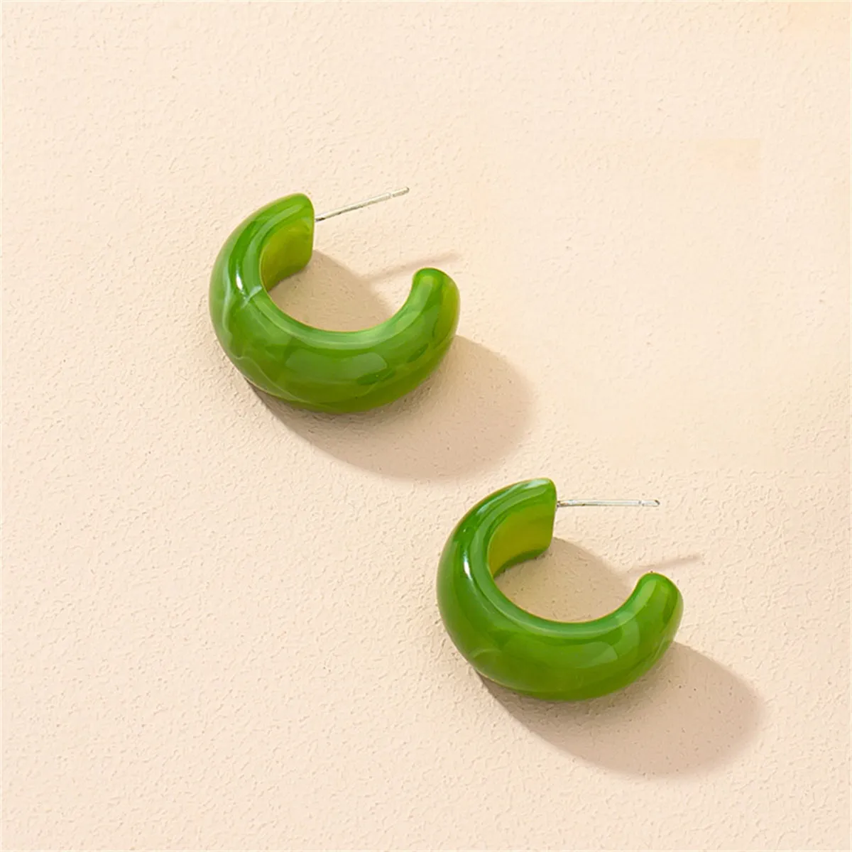 Green Swirl Chunky Hoop Earrings