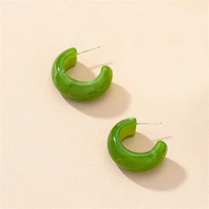 Green Swirl Chunky Hoop Earrings