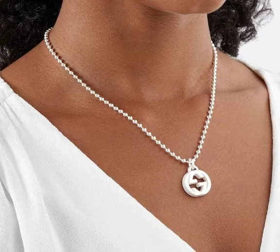 Gucci Sterling Silver Interlocking GG Pendant Necklace
