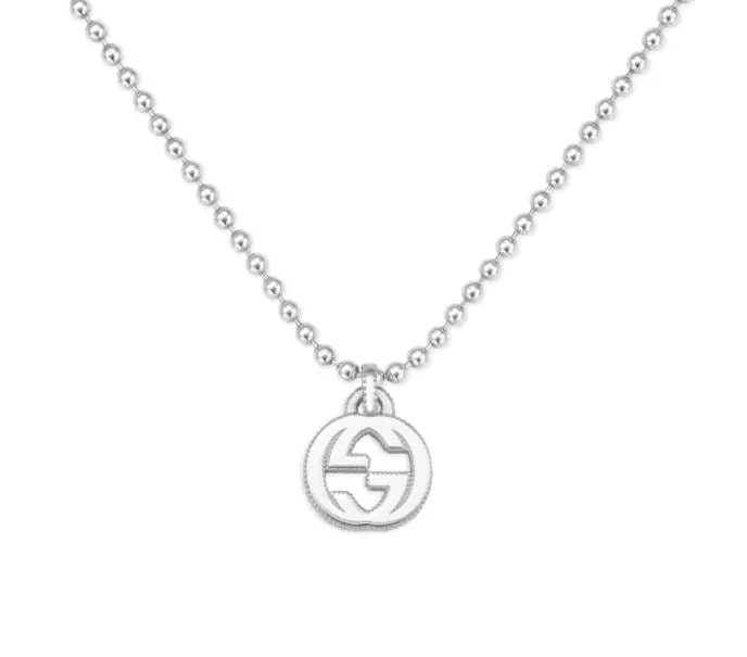 Gucci Sterling Silver Interlocking GG Pendant Necklace