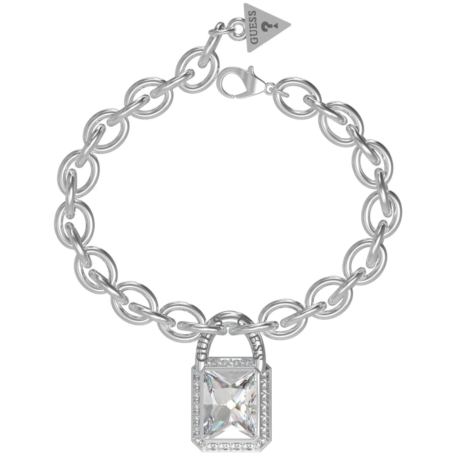 Guess Chunky Link Padlock Silver Bracelet