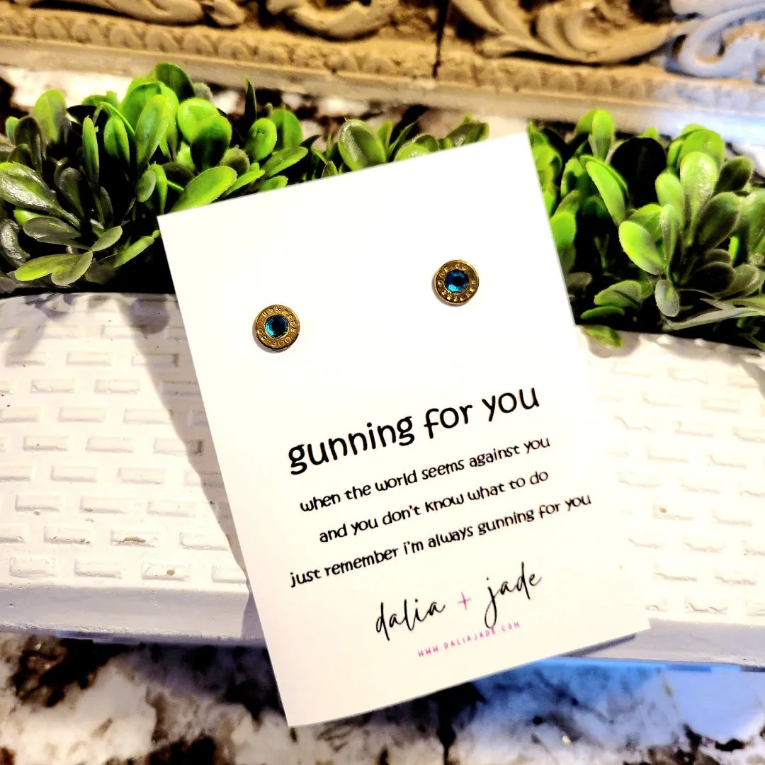 Gunning for You - Birthstone Bullet Earrings & Necklaces with Swarovski Crystals