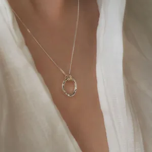 HALO pendant necklace, 9ct gold and silver