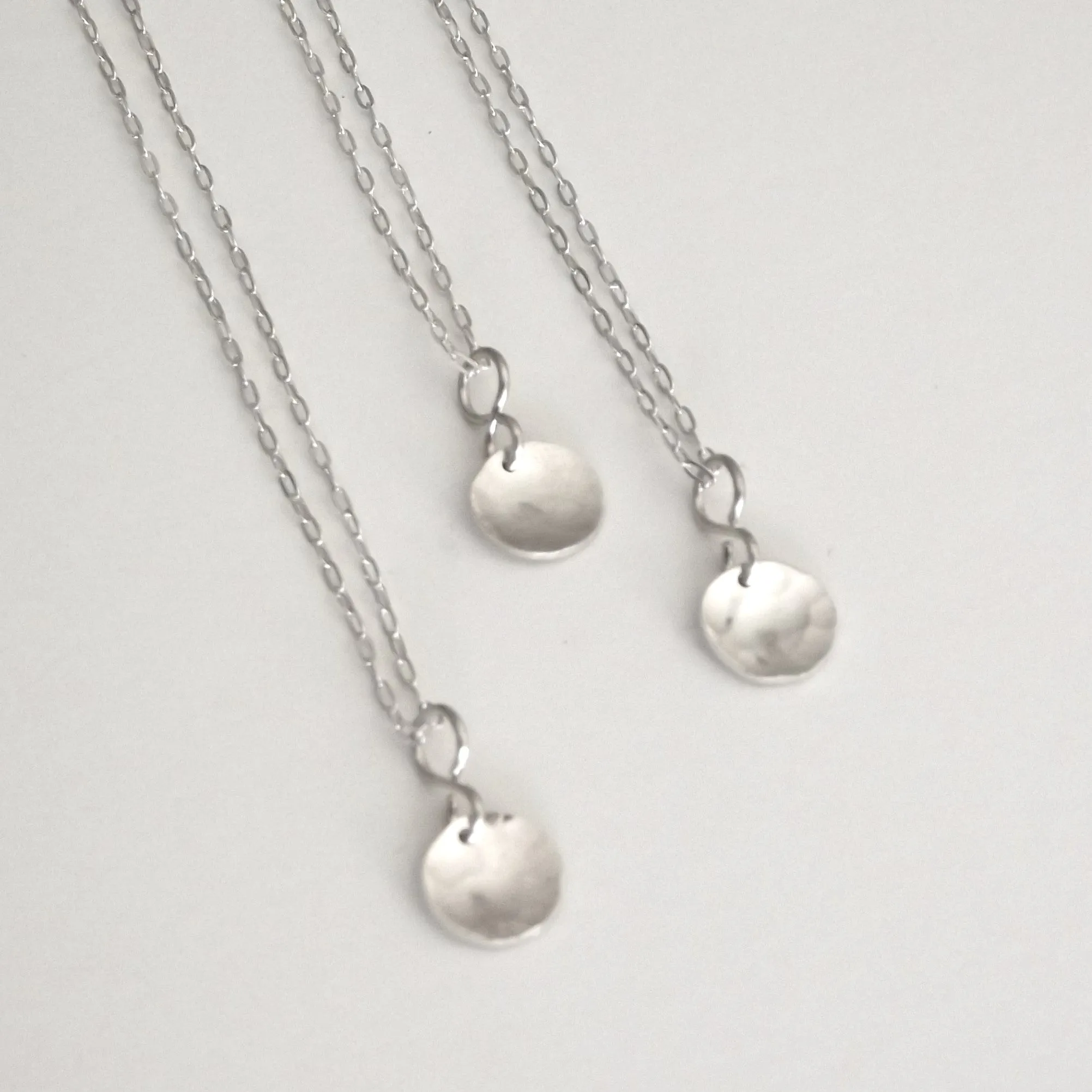 Hammered Sterling Disc Necklace