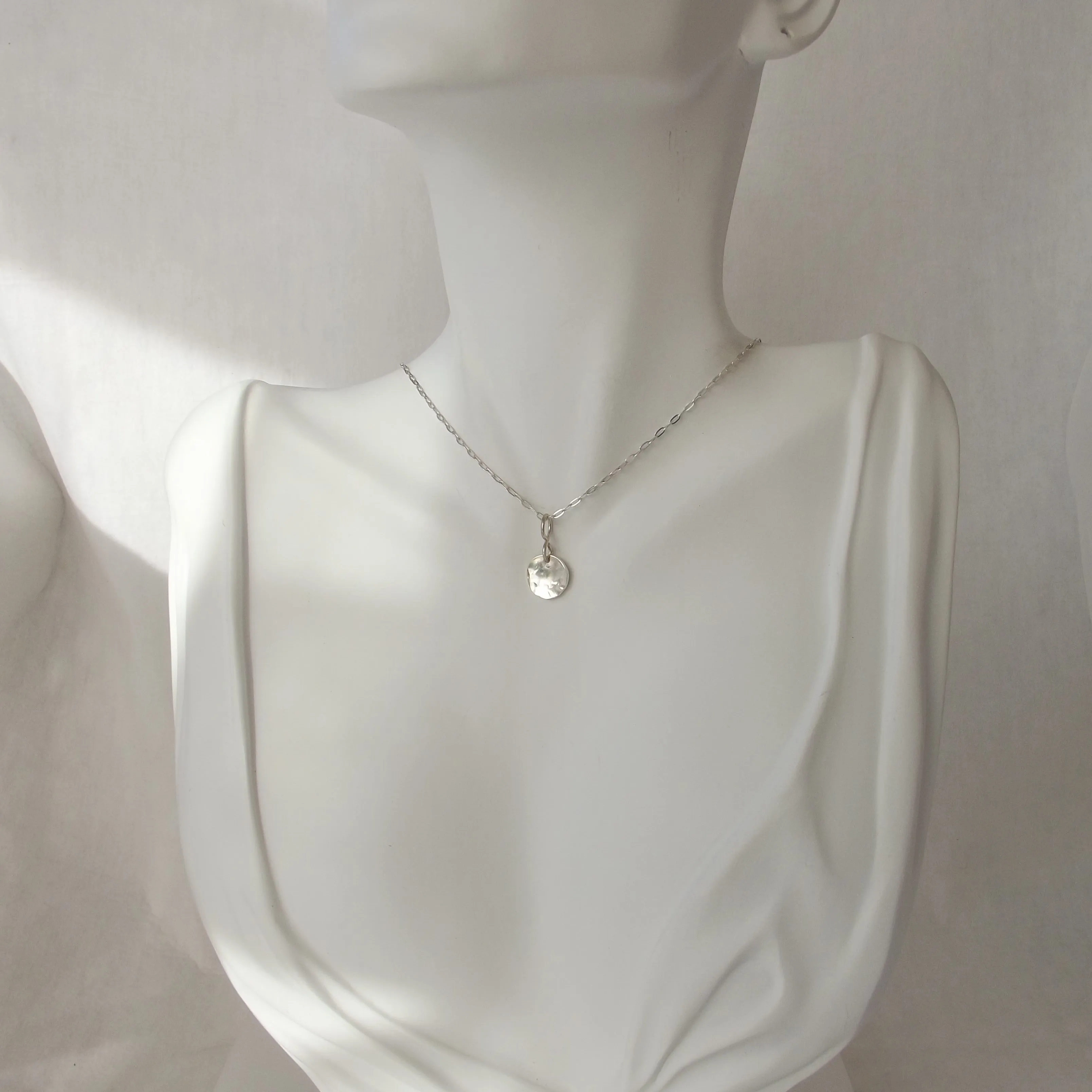 Hammered Sterling Disc Necklace