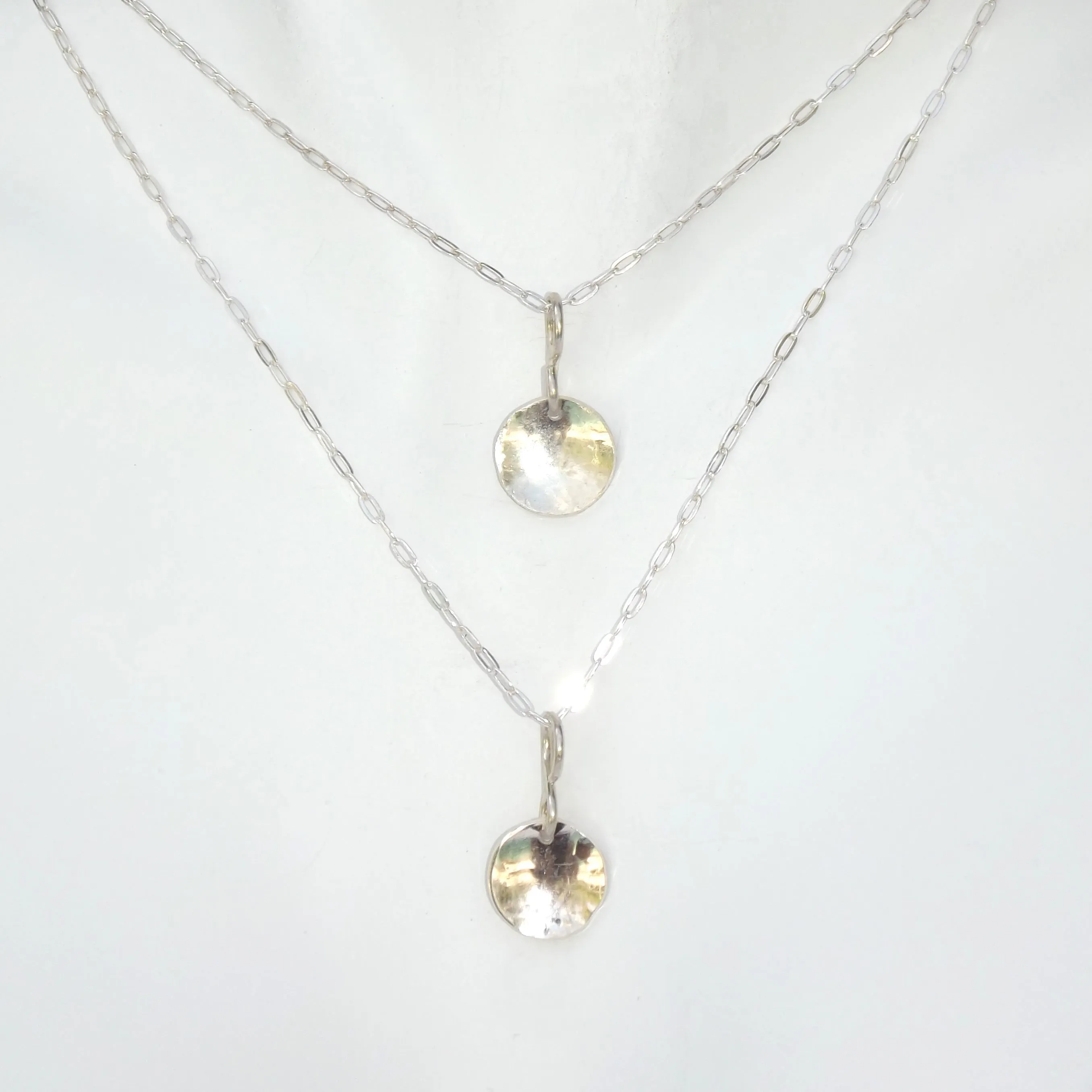 Hammered Sterling Disc Necklace