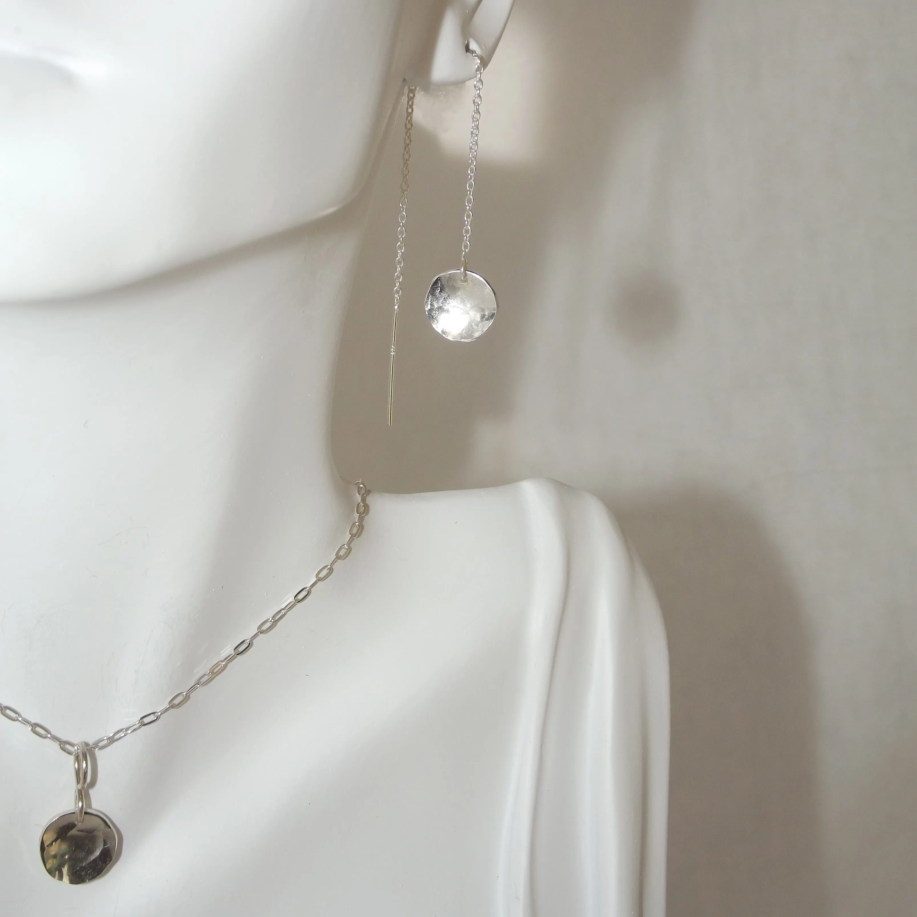 Hammered Sterling Disc Necklace