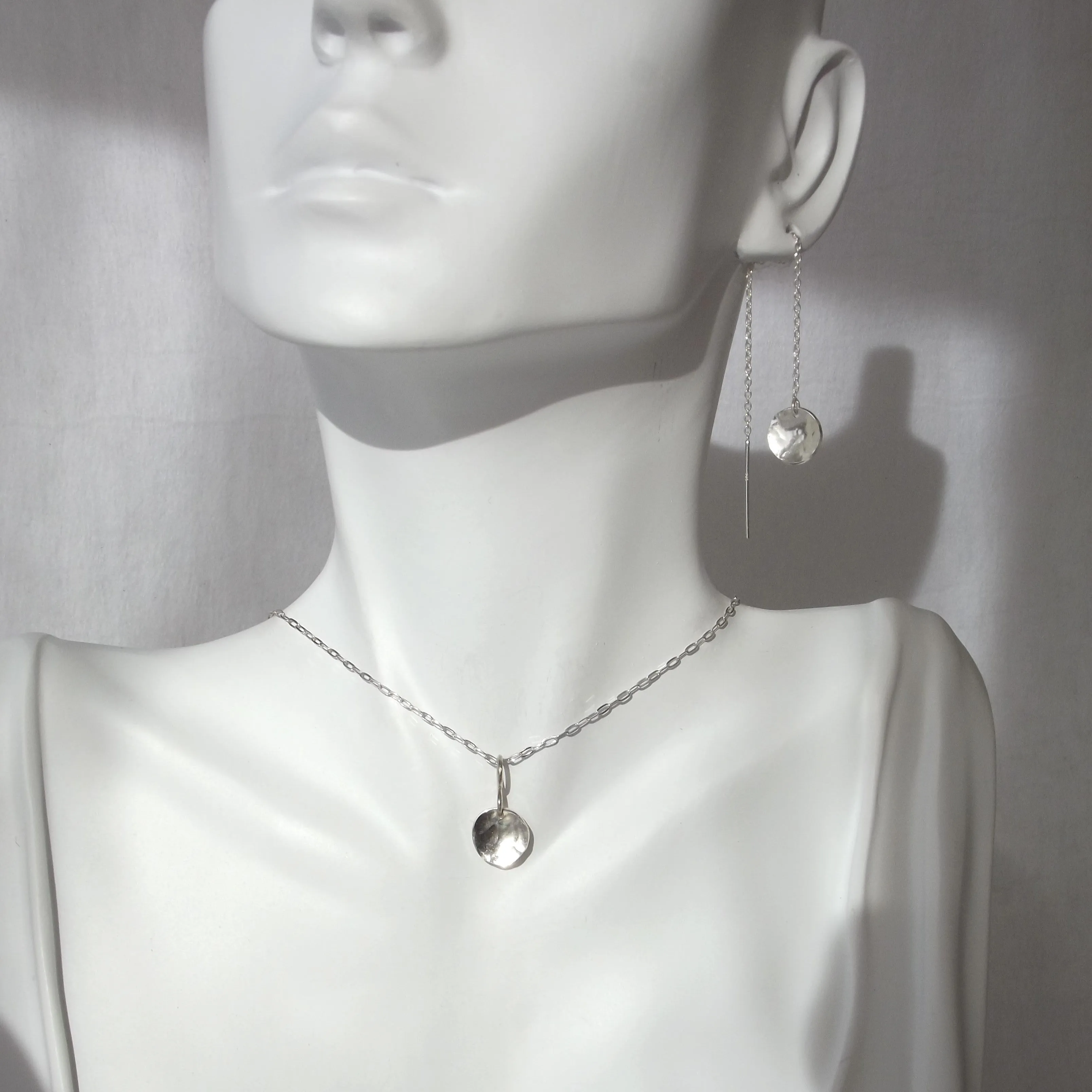 Hammered Sterling Disc Necklace