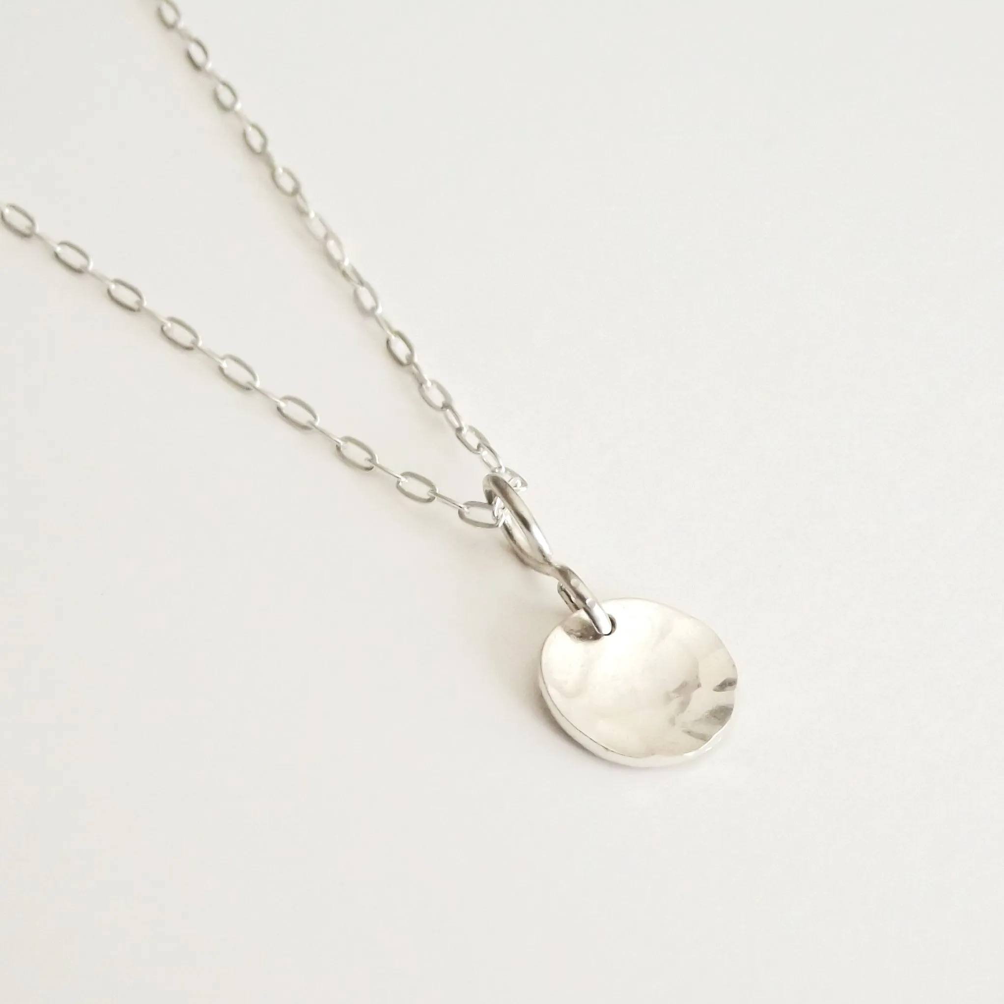 Hammered Sterling Disc Necklace
